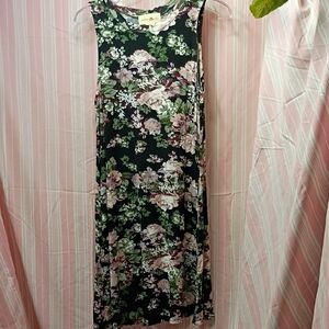 Wishful Park Green and Pink Floral Midi Dress